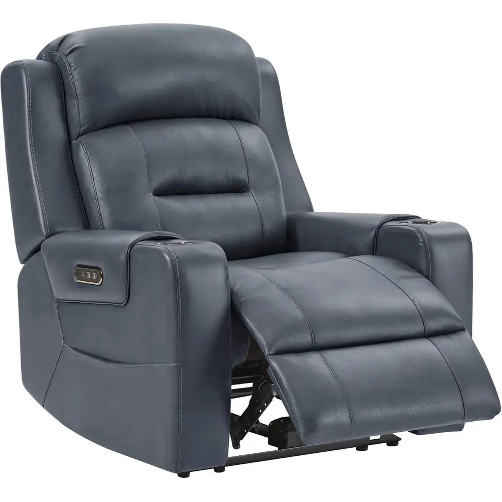 

Navy Blue Adult Power Recliner with USB Ports and Cup Holders for Living Room or Bedroom
