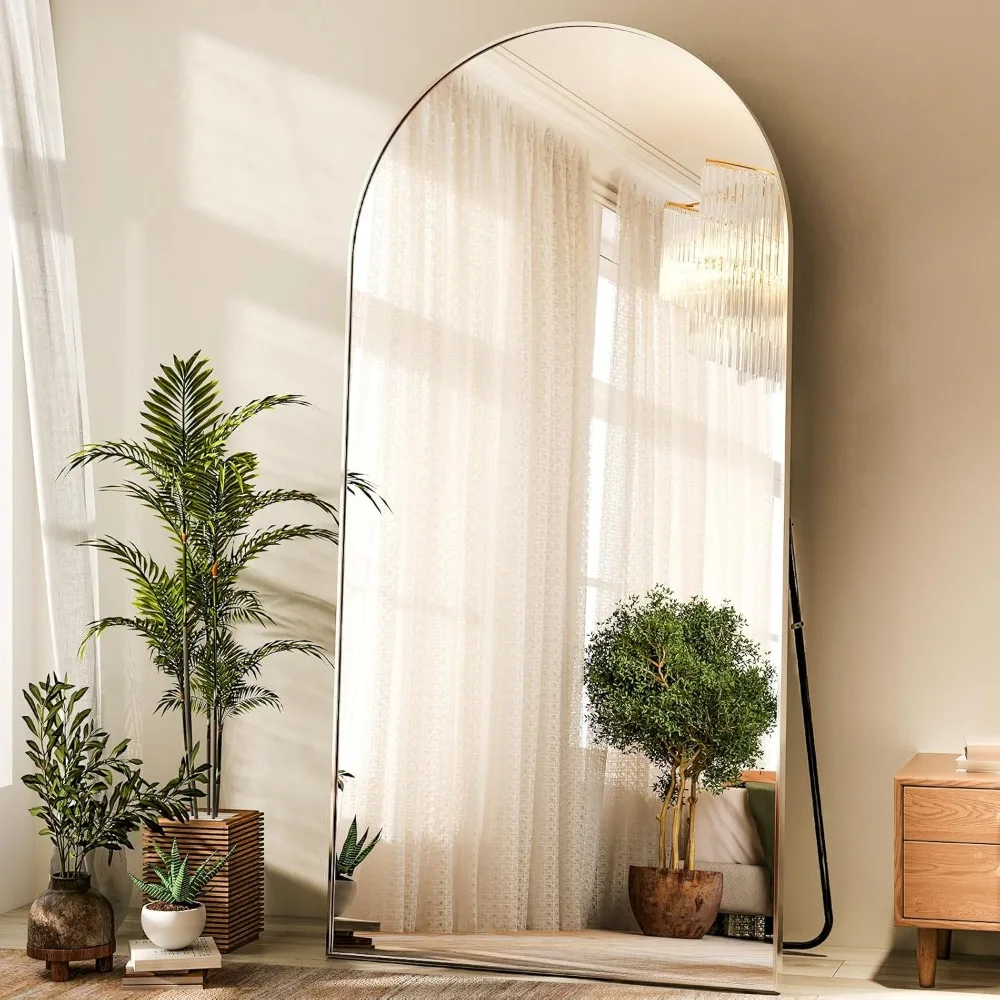 

76"x34" Silver Full Length Mirror Arch Floor Mirrors with Aluminum Alloy Frame Free-Standing Wall Mounted or Leaning