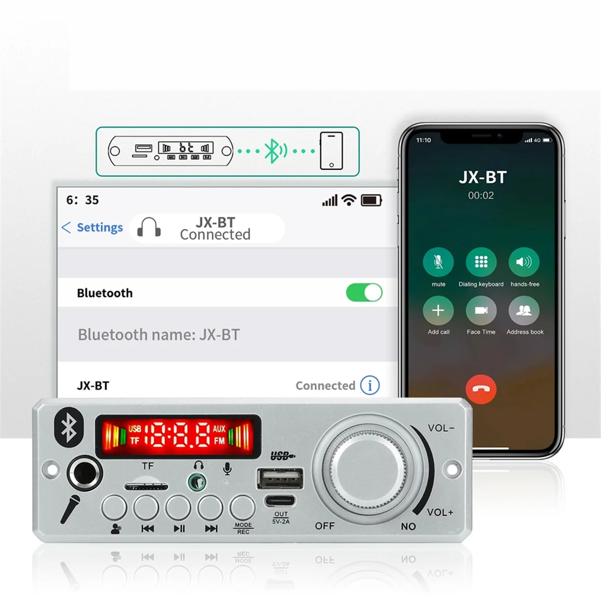 

M85K New Bluetooth MP3 WAV Decoder Board 80W Amplifier Handsfree Car Audio Microphone USB TF FM Radio Mp3 Player Speaker DC 12