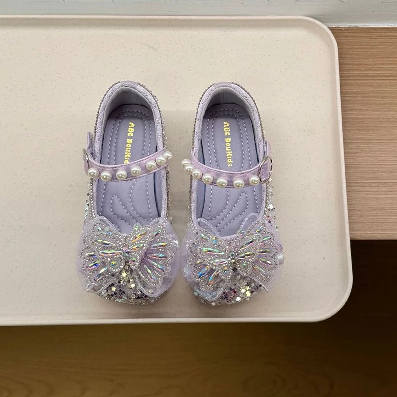 Sweet Princess Heels Girls Girls Jeweled Mary Janes Sparkly Rhinestone Dress Shoes Pearl & Bowknot, kid's Birthday Party Pumps