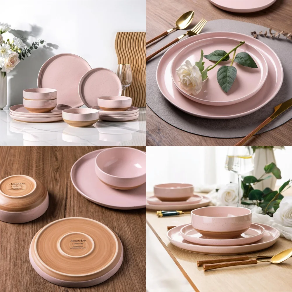 

Ceramic Tableware Set12 Piece Hand Painted Ceramic Dinnerware Set for 4 Elegant Plates and Bowls Modern Tableware Collection