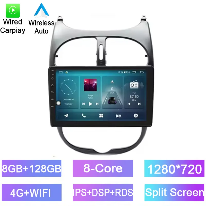 

Android car radio For Peugeot 206 206CC 206SW 2002-2010 stereo screen Carplay Android Auto Bluetooth GPS Navigation FM radio 9’