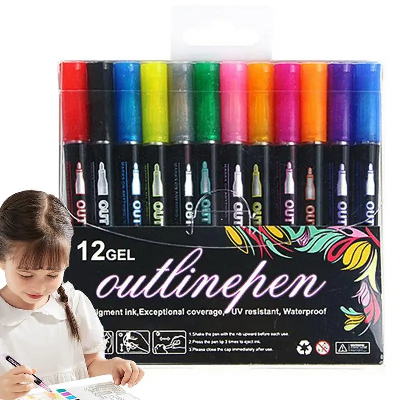 

Glitter Outline Gel Pens Outline Marker Pens Art Crafts Outline Gel Pen For Birthday Greeting Card Doodling Art Crafts