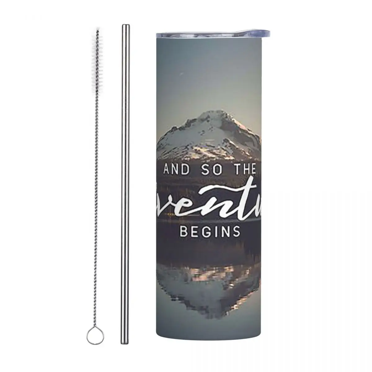 And So The Adventure Begins Stainless Steel Tumbler Vacuum Insulated Mug Thermal Cold Cup Straw With Lid 20oz