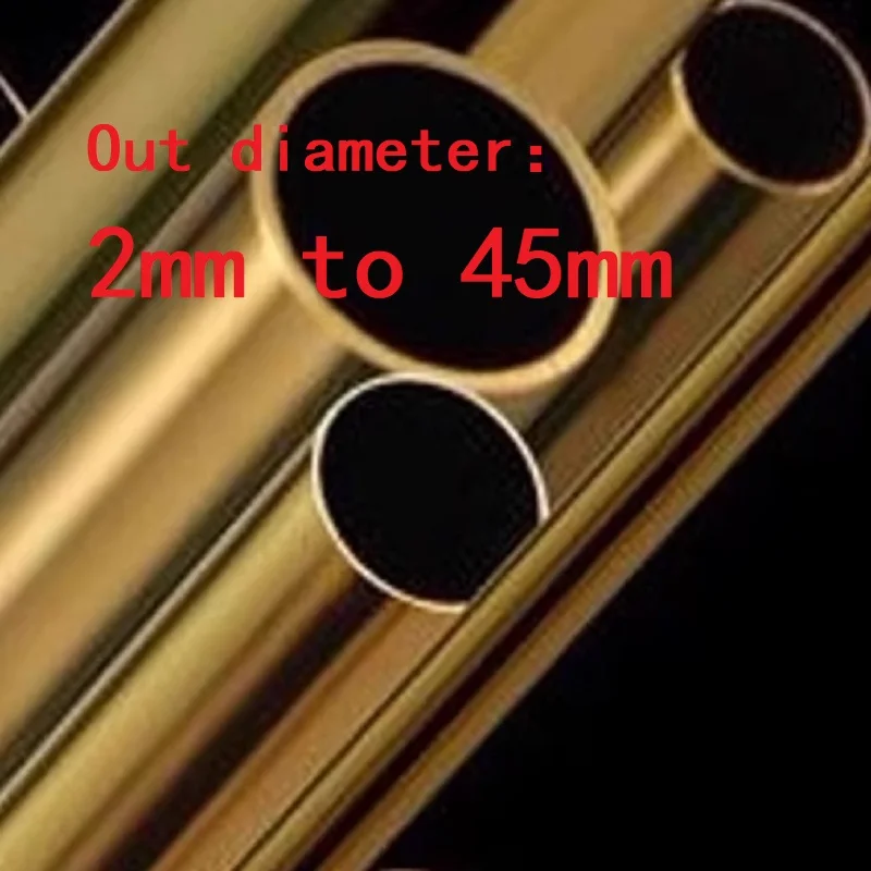 1pc OD 2mm to 45mm Brass Alloy Round Tube DIY Brass Pipe Straight Length 100 200 500mm