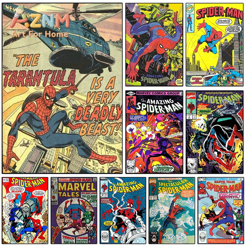 Marvel Spider-Man The Tarantula Is A Very Deadly Beast Vintage Comic Canvas Wall Art Superhero Retro Print Home Living Room Be