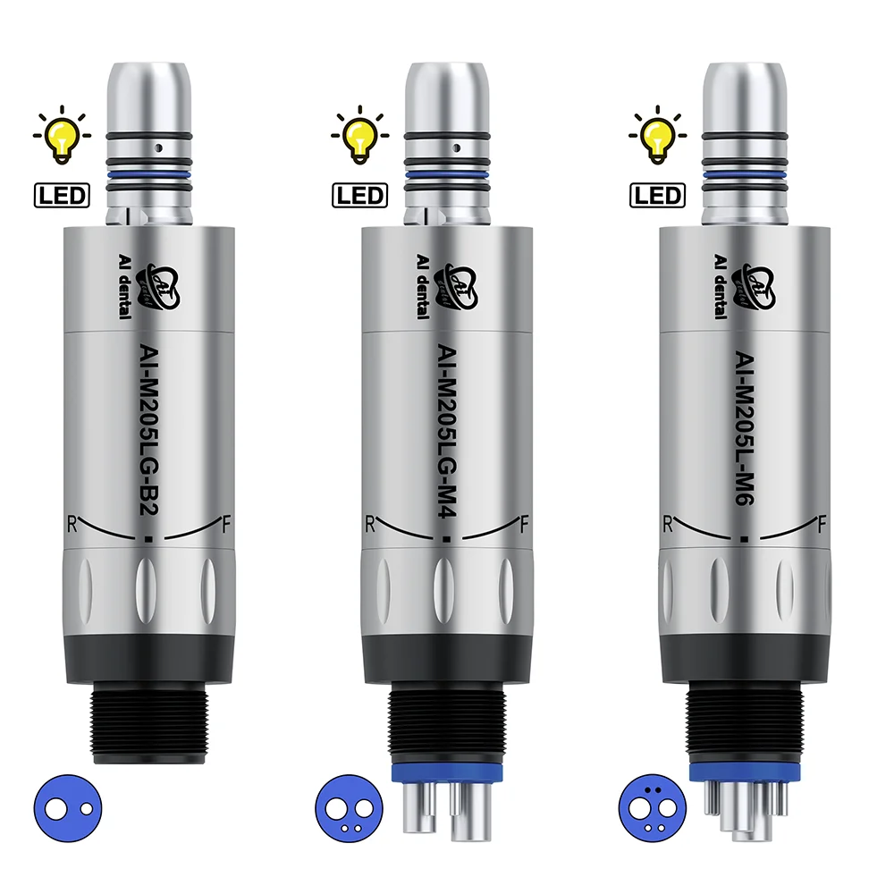 

LED Illumination Dental Low Speed Air Motor With Micro Power Generator E-type 2/4/6 Hole Internal Water Spray Max. 25,000 min-1