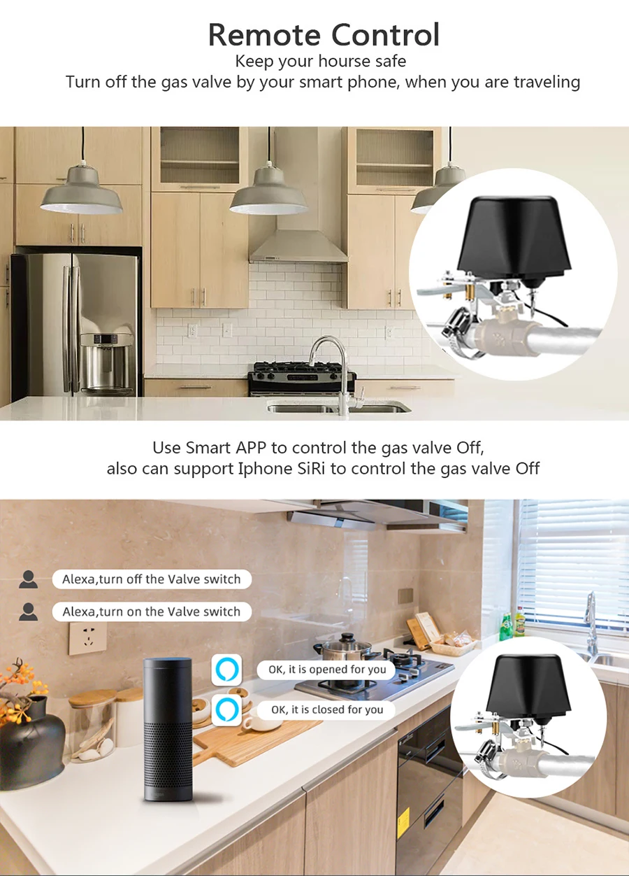 Tuya Smart Zigbee Water Valve Gas Valve wi-fi Compatible with Alexa Google Home Shut Off Controller