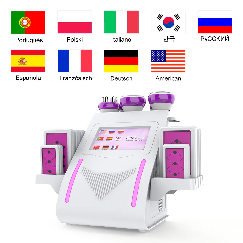 

6 in 1 Facial Radiofrequencia 40k Cavitation Lipolaser VacuumBody Contouring Machine Skin Tighten Face Lifting Machine