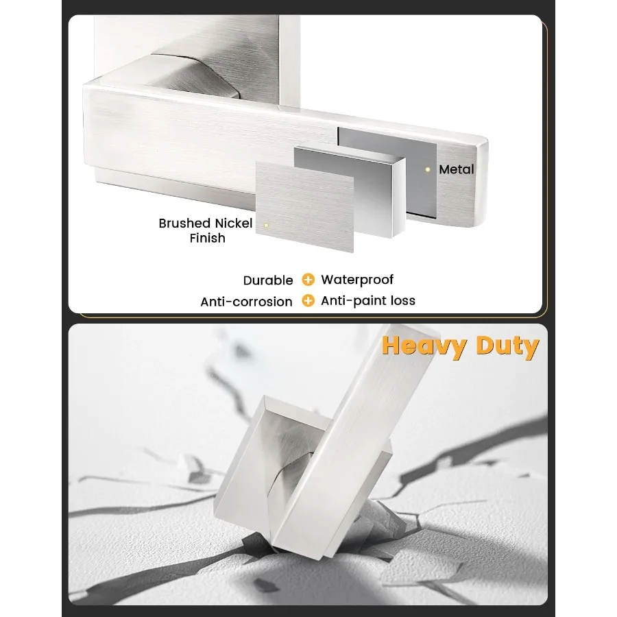 7 عبوات من مقابض أبواب الممر المربعة مع أقفال للأبواب الداخلية بلمسة نهائية من النيكل الساتان مثالية لخزانة القاعة والسكنية I