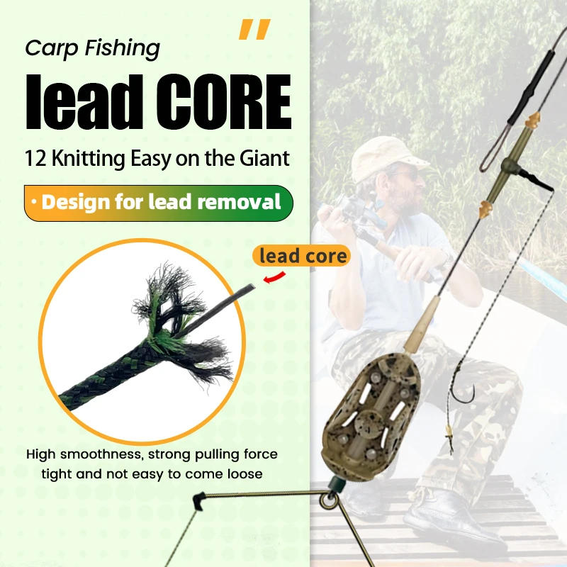3 Hook Pre-tied Carp Hair Rigs with Leadcore | Method Feeder Ready | Camo Bait, Mixed Colors | Sturdy Freshwater Fishing