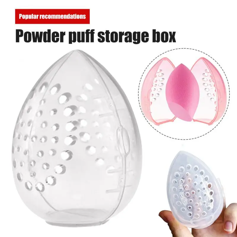 Makeup Egg Storage Box Dust-proof Makeup Organizer Cosmetic Sponge Storage Box Transparent Egg-shaped Storage Case Make Up Box