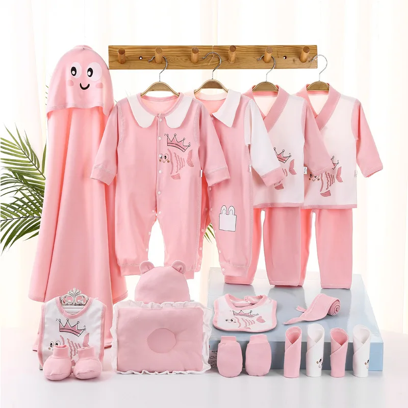 20 pieces/lot Newborn Baby Clothes Sets For Girls Boys 100% Cotton Infant Spring Autumn Clothes Outfits Baby Rompers Hat Bibs