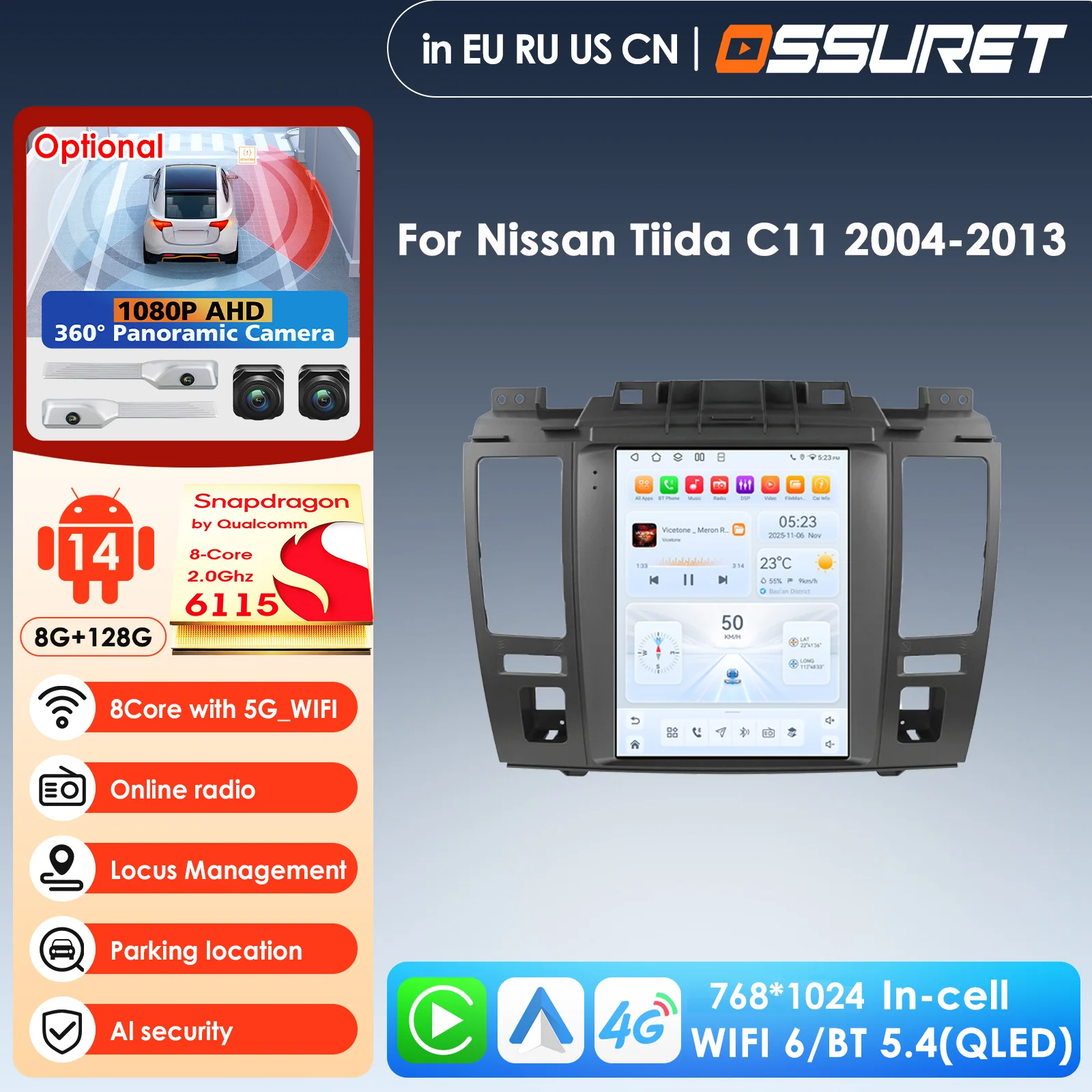 

Wireless CarPlay Android Auto Car Radio for Nissan Tiida C11 2004-2013 GPS Multimedia Player Stereo 9.7'' QLED Screen Head Unit