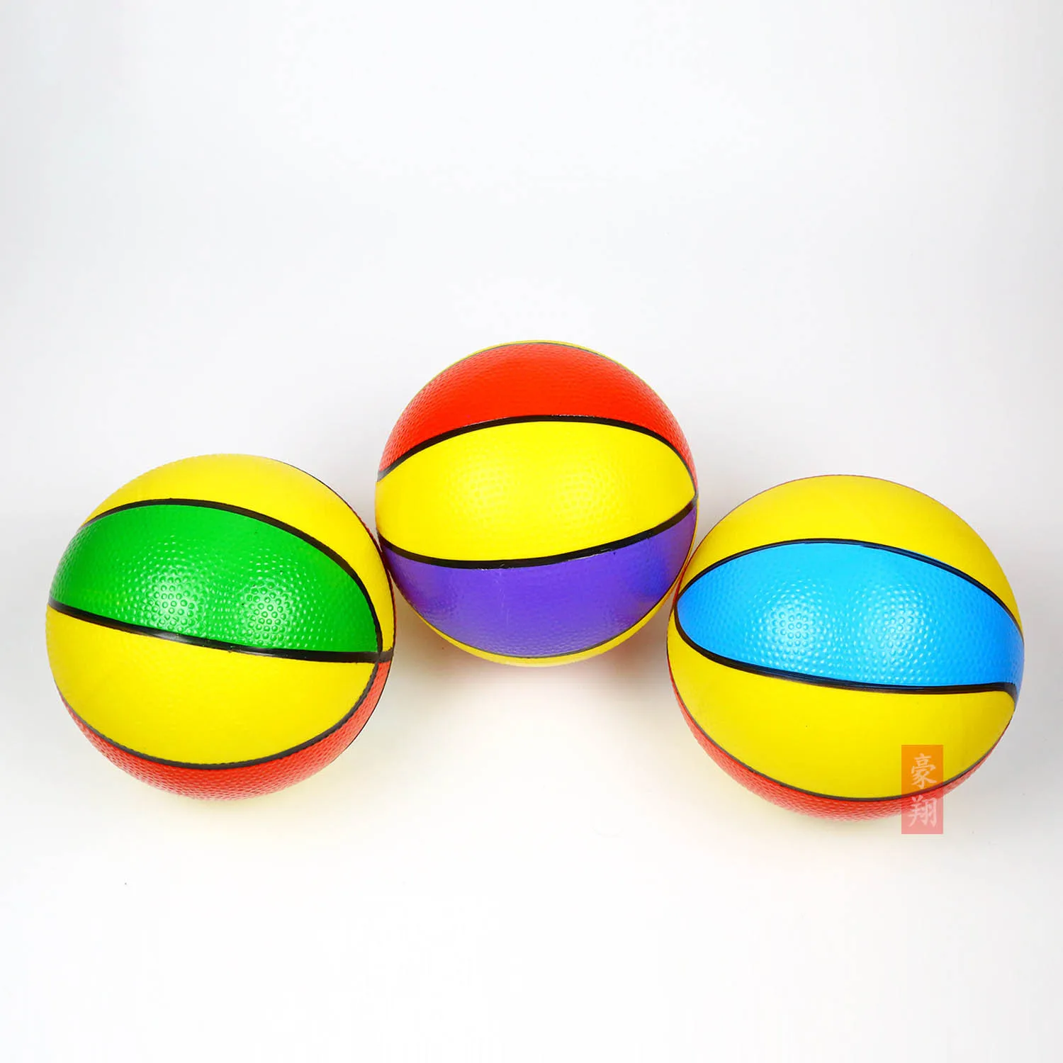 16cm PVC Inflatable Colourful Basketball Kindergarten Interactive Game Toy Outdoor Sports Inflatable Pat Pat Tricolour Ball Toy