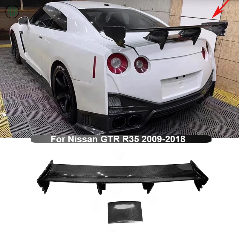 For Nissan GTR R35 2009-2020 Carbon Fiber Car Rear Trunk Spoiler Rear Wing Tail Wing Parts Upgrade Body kit