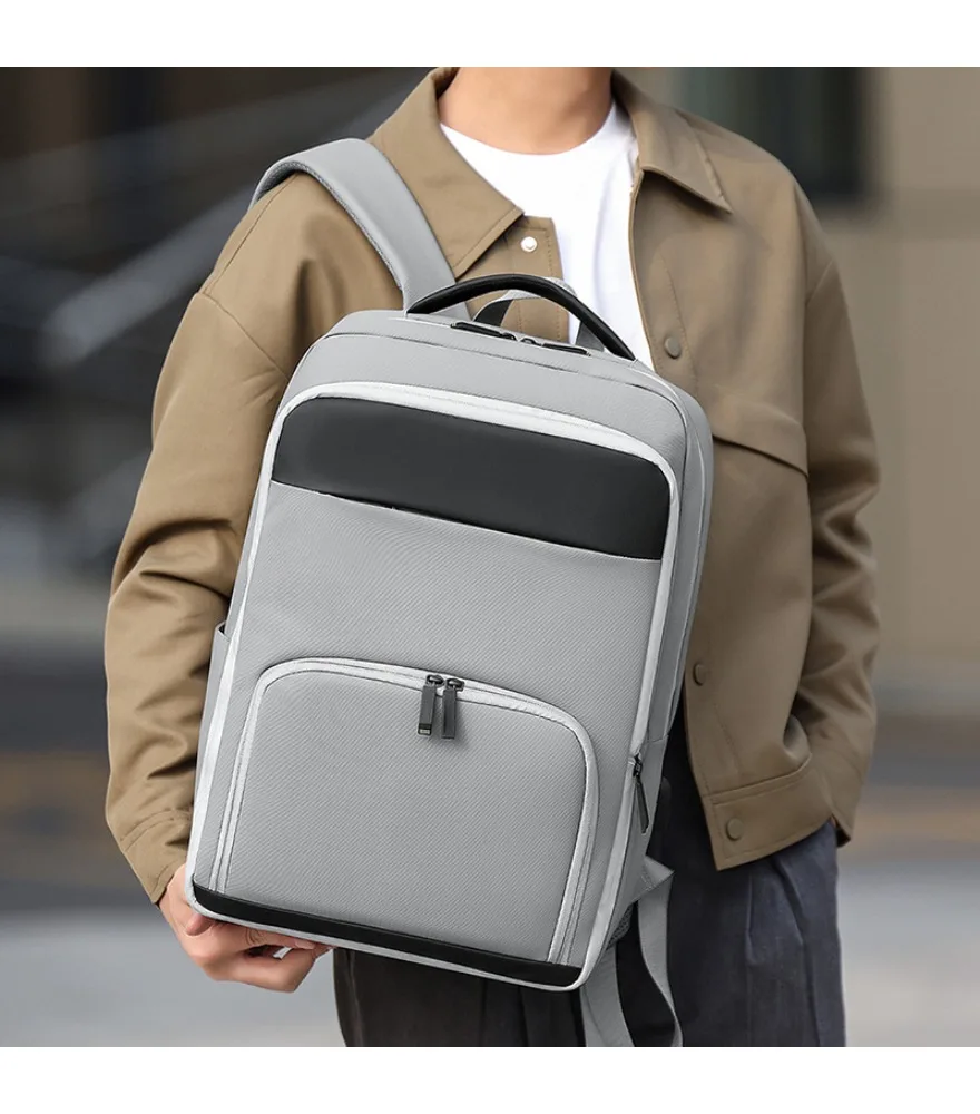 

Slim black men's laptop backpack anti-splash scratch-resistant schoolbag for daily commuting and work
