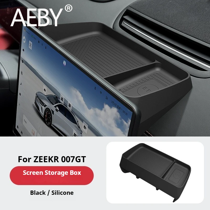 AEBY For ZEEKR 007GT 2024 2025 Dashboard Storage Box Behind Screen Silicone Organizer Custom Fit Car Interior Accessories