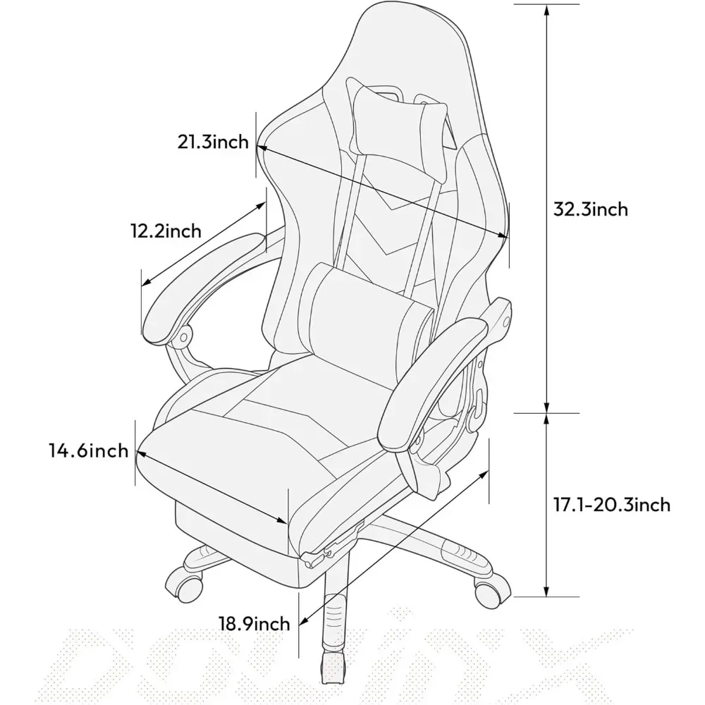 Gaming Chair Ergonomic Racing Style Recliner with Massage Lumbar Support, Office Armchair for Computer PU Leather