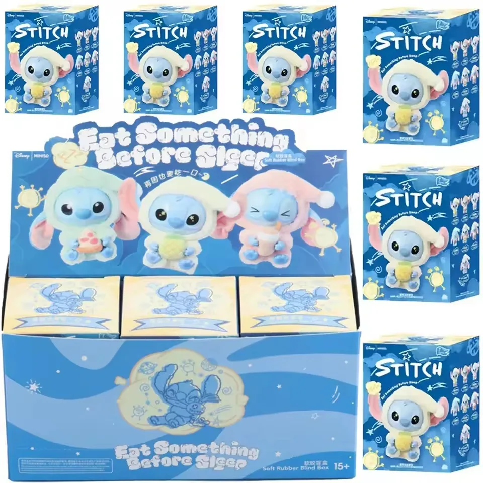 

2028! Новая серия Stitch Eat Something Before Sleep, плюшевая слепая коробка, виниловые игрушки, милая кукла, загадочная коробка, сумка, подвеска, декор, подарок *