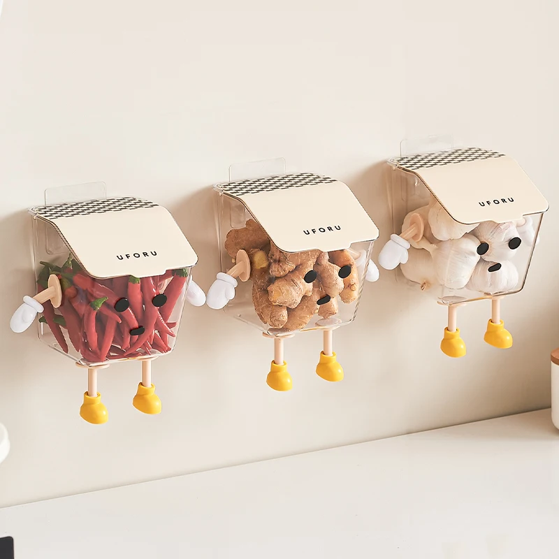 UFORU Kitchen onion ginger and garlic storage box shelf punching wall hanging basket seasoning storage basket