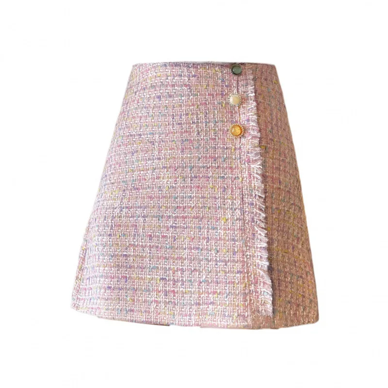 

Women's tweed tassel half skirt 2024 new small fragrant style versatile high waist wrapped hip skirt