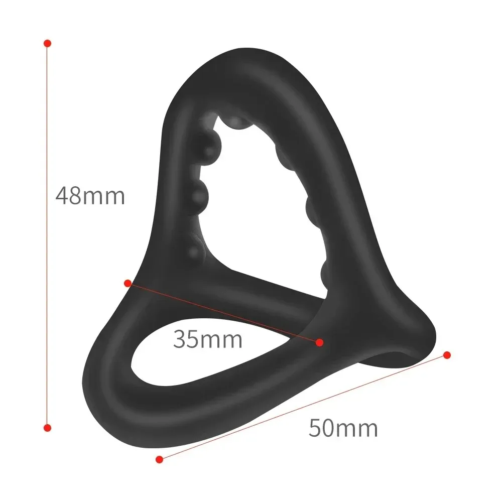 Silicone Erection Enhancing Penis Ring - Triangular With Massage Beads, Delayed Ejaculation Cock Ring Men’s Sex Toy