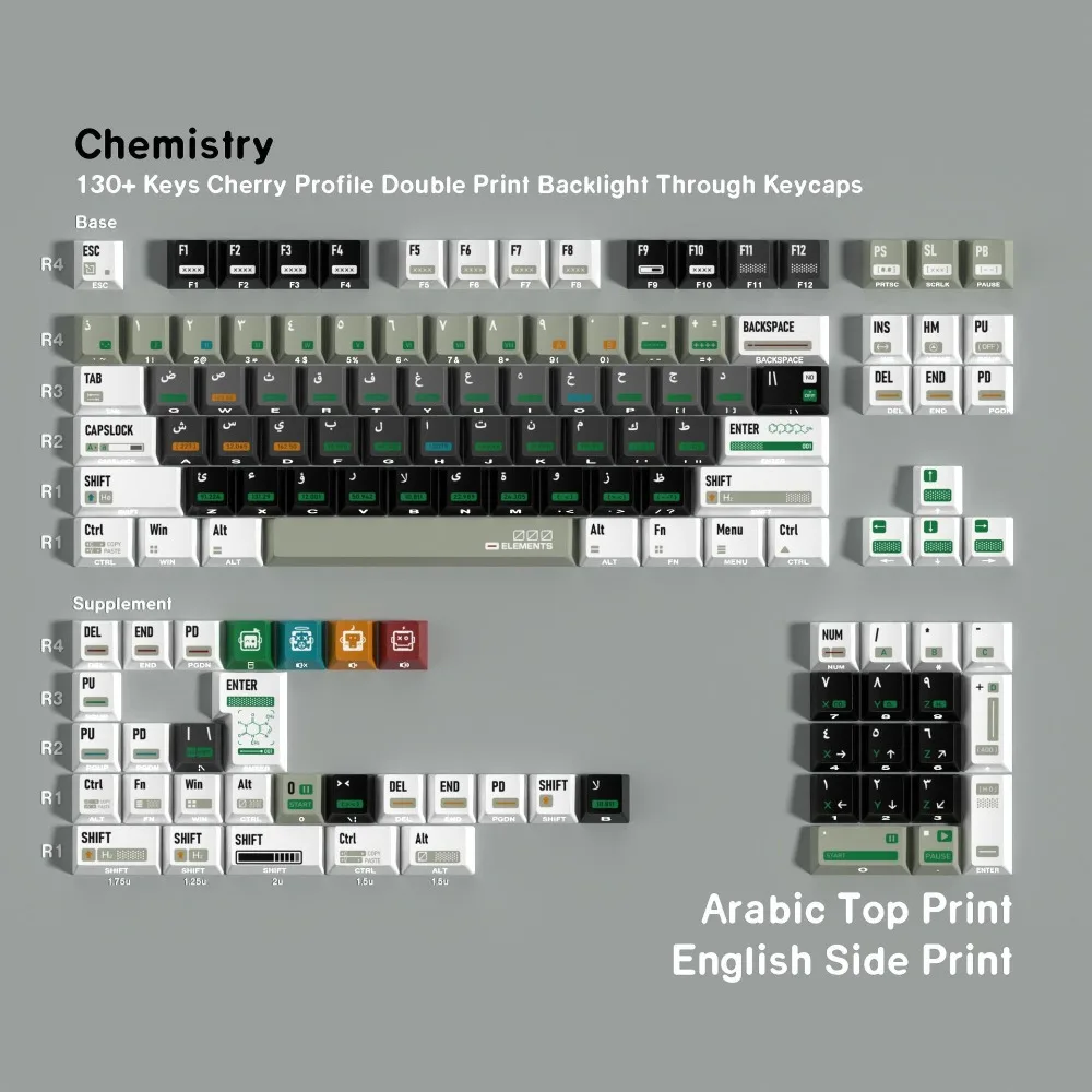 

Chemical Side Engraving Light Transmission Pbt Cherry Height Keycaps Korean Russian Western Spanish European