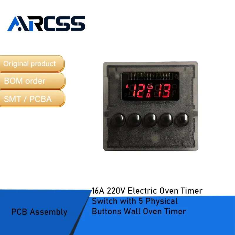 مفتاح مؤقت فرن كهربائي 16 أمبير 220 فولت مع 5 أزرار مادية ومؤقت فرن الحائط