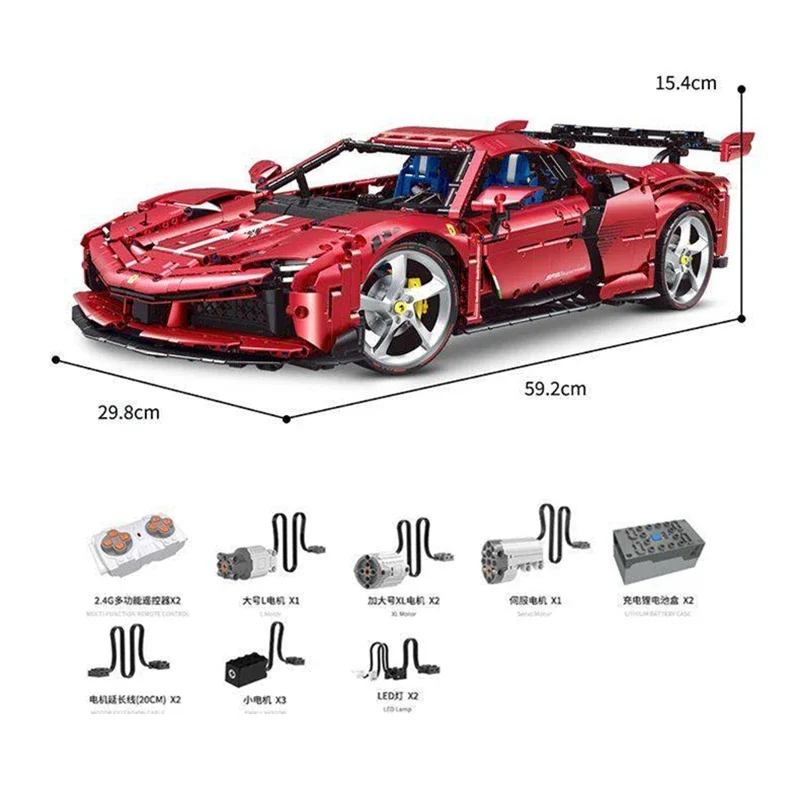 IN STOCK NEW 1:8 10623 3982pcs MOC High-Tech Super Sport Car Model With Motor Building Blocks Bricks Toys Boys Christmas Gifts