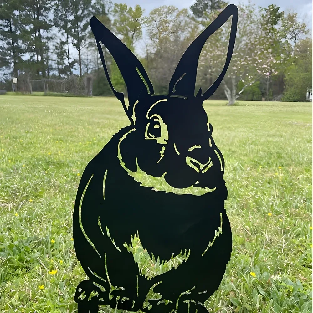 CIFBUY Metal Wall Art Abstract Bunny Sculpture Rustproof Waterproof Hanging Ornament For Garden Yard Lawn Flower Bed Decor
