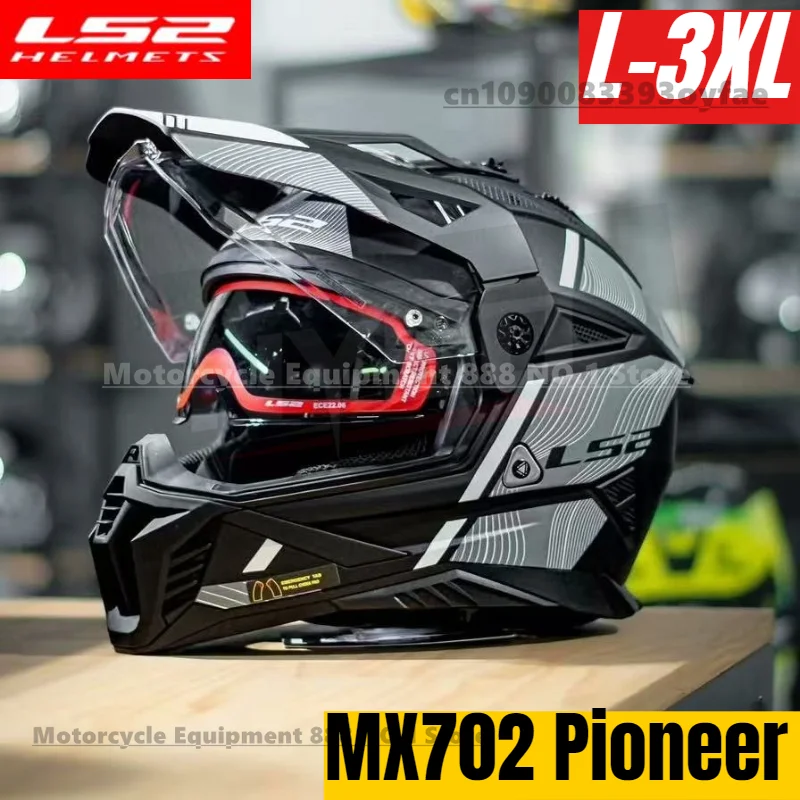 

LS2 MX702 Motorcycle Dual Lens Pull Helmet PIONEER II Men's Women's Full Helmet Universal motocross Helmet ECE Certification