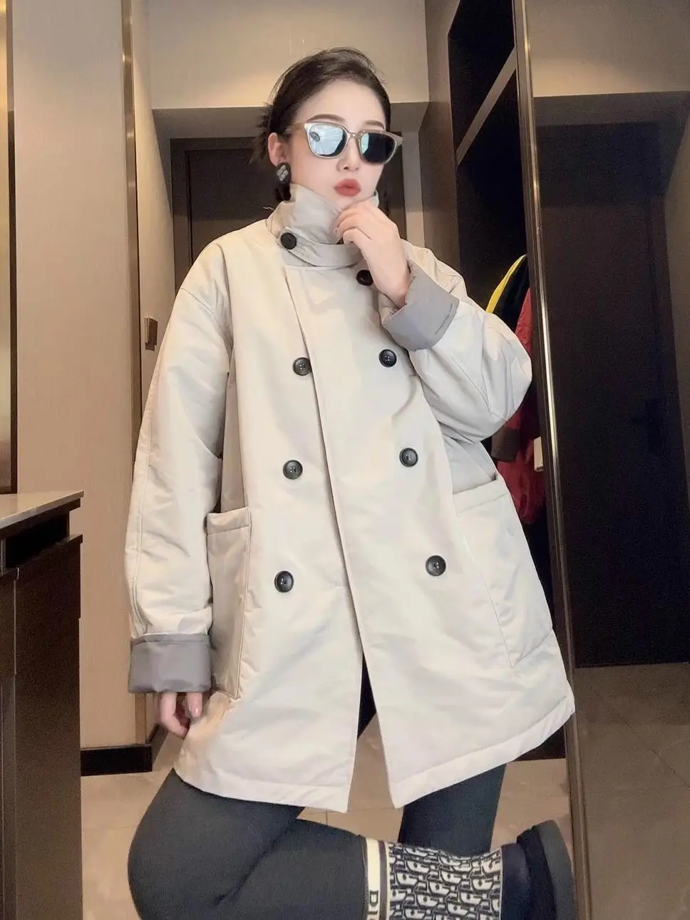 Spring and Autumn New Women's Oversized Cotton Jacket Loose Commuter Suit Collar Jacket