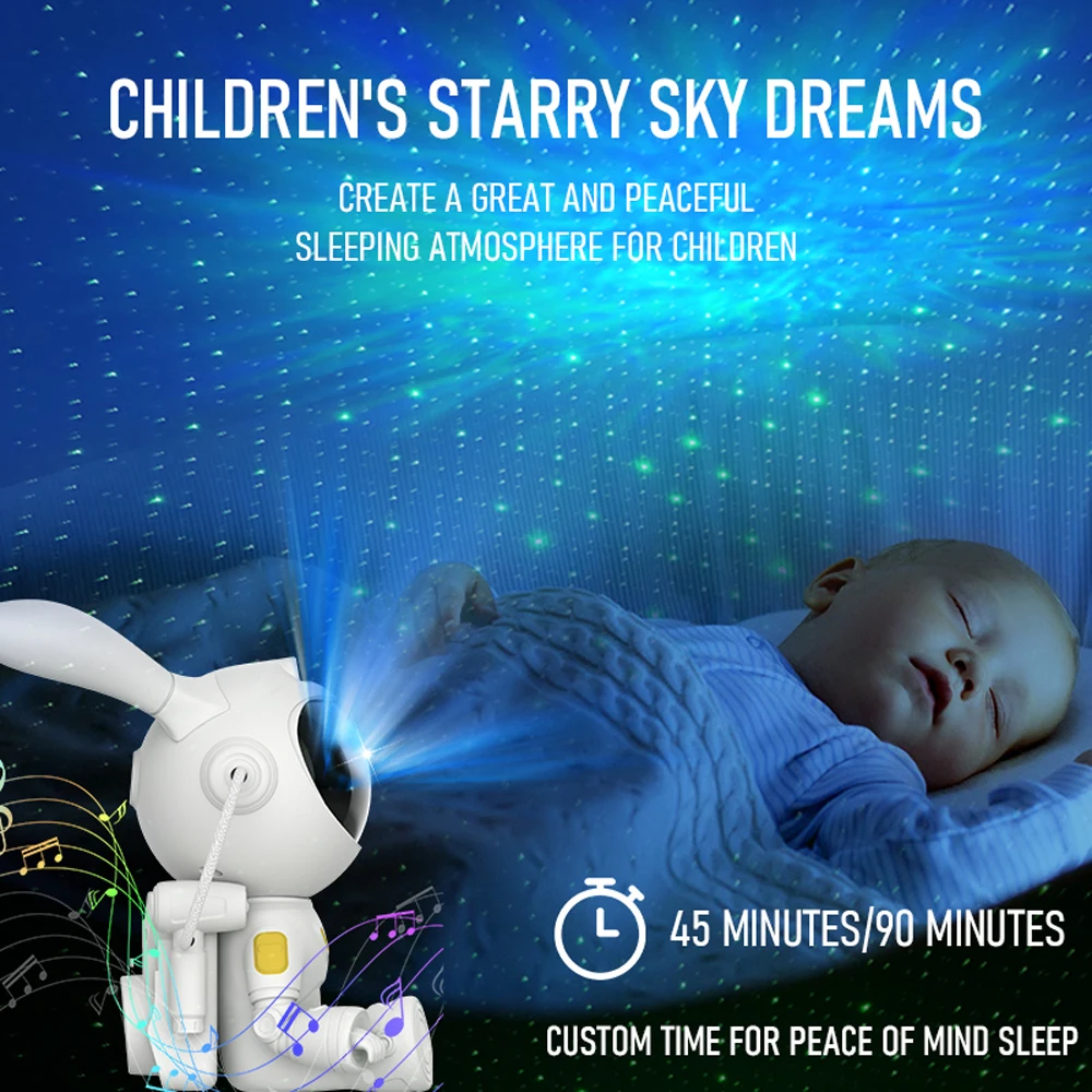 Galaxy Star Astronaut Projector Light, Starry Sky Porjetores Lâmpada, Decoração do quarto, Nebula LED Night Light, Presentes para crianças