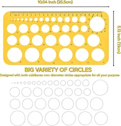 1 Pc K Resin Circles Geometric Template Ruler Stencil Drawing Measuring Tool Students New Design