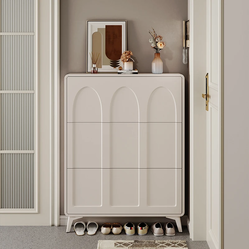 خزانة خذاء خشبية عمودية تصميم طويل القامة جميل ضيق رف أحذية الفندق خشبي فاخر حديث Gabinetes De Zapatos أثاث منزلي