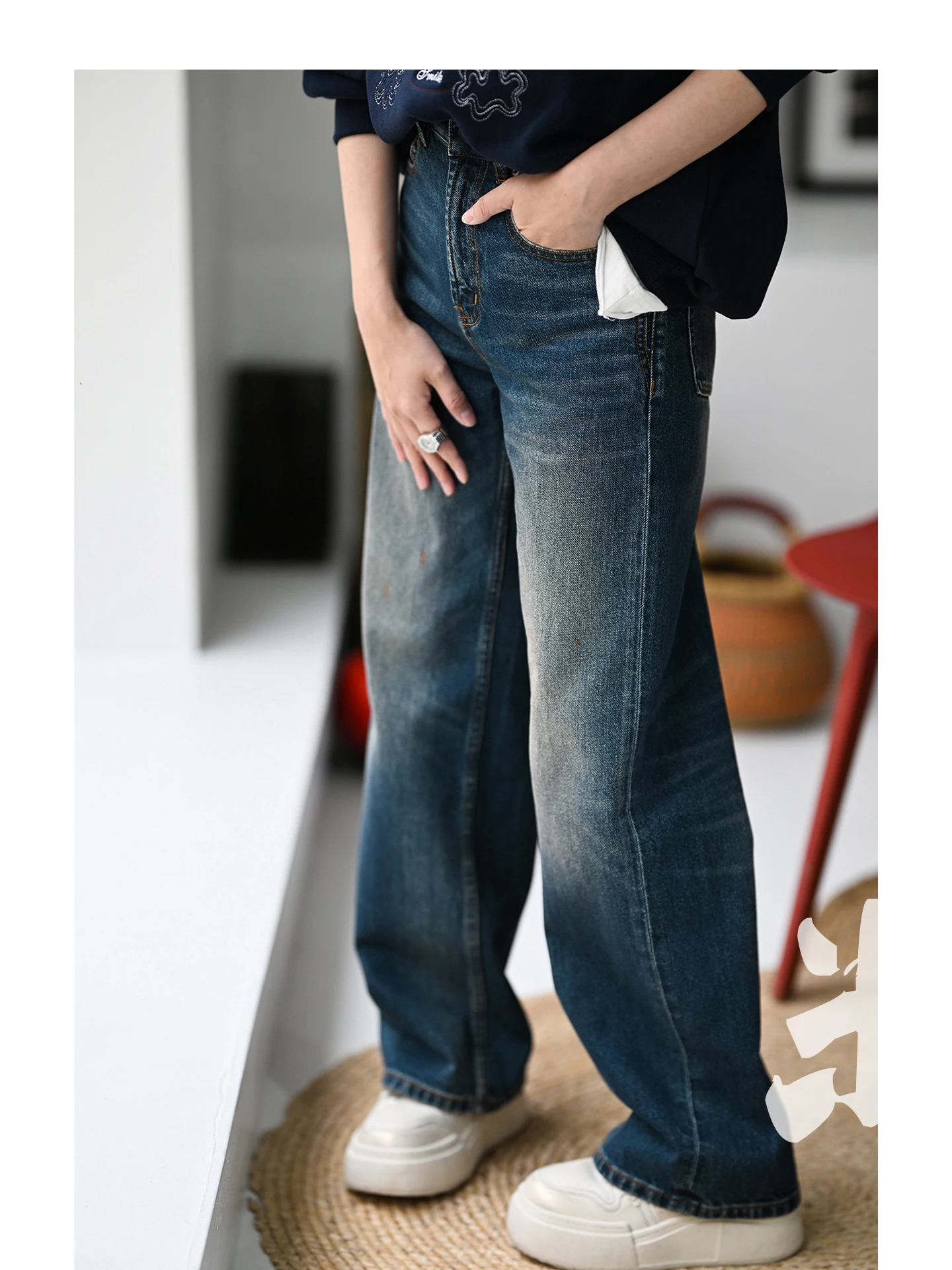 

High Waist Straight Leg Jeans Women's Casual Slimming Faionable Distred Long Pants Spring 2026 Cotton Breathable Comfort...