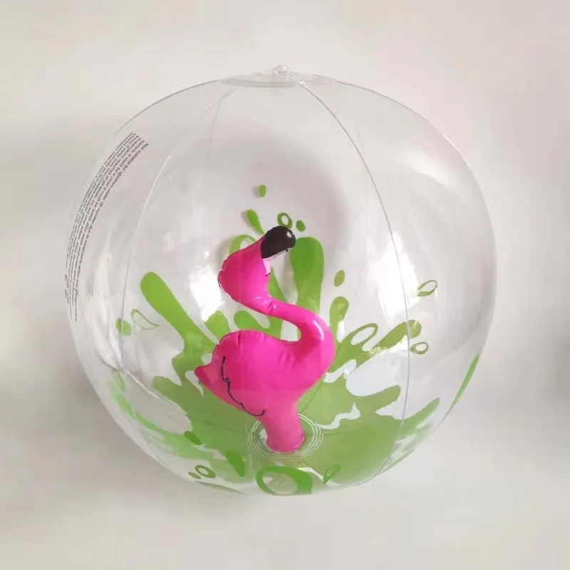 Opblaasbaar stranddier 3D-bal voor gazon - Transparante waterspeelbal met flamingo- en eenhoornontwerpen Buitenplezier voor kinderen
