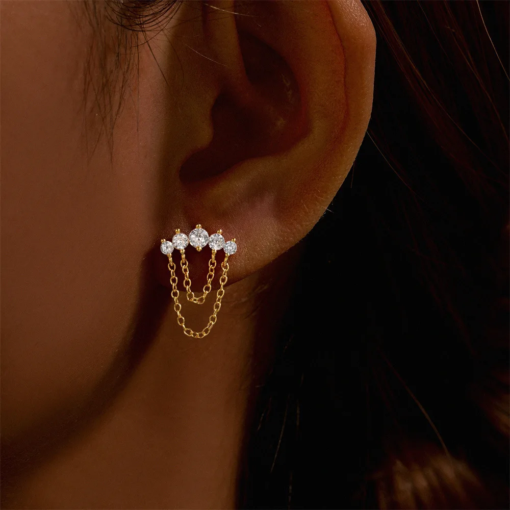 1PCS Kupfer Kette Tragus Stud Ohrringe Innengewinde Knorpel Helix Ohrring Stud Labret Piercing Körper Schmuck Geburtstag Geschenk – Detail 3