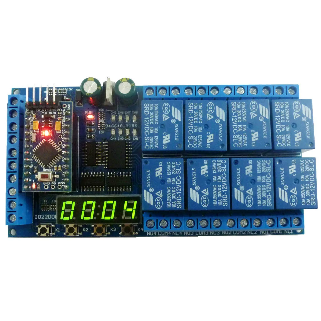 

IO22D08 DC 12V 8 Channel Pro Mini PLC Board Relay Shield Module For for Arduiuo Multifunction Delay Timer Switch Board