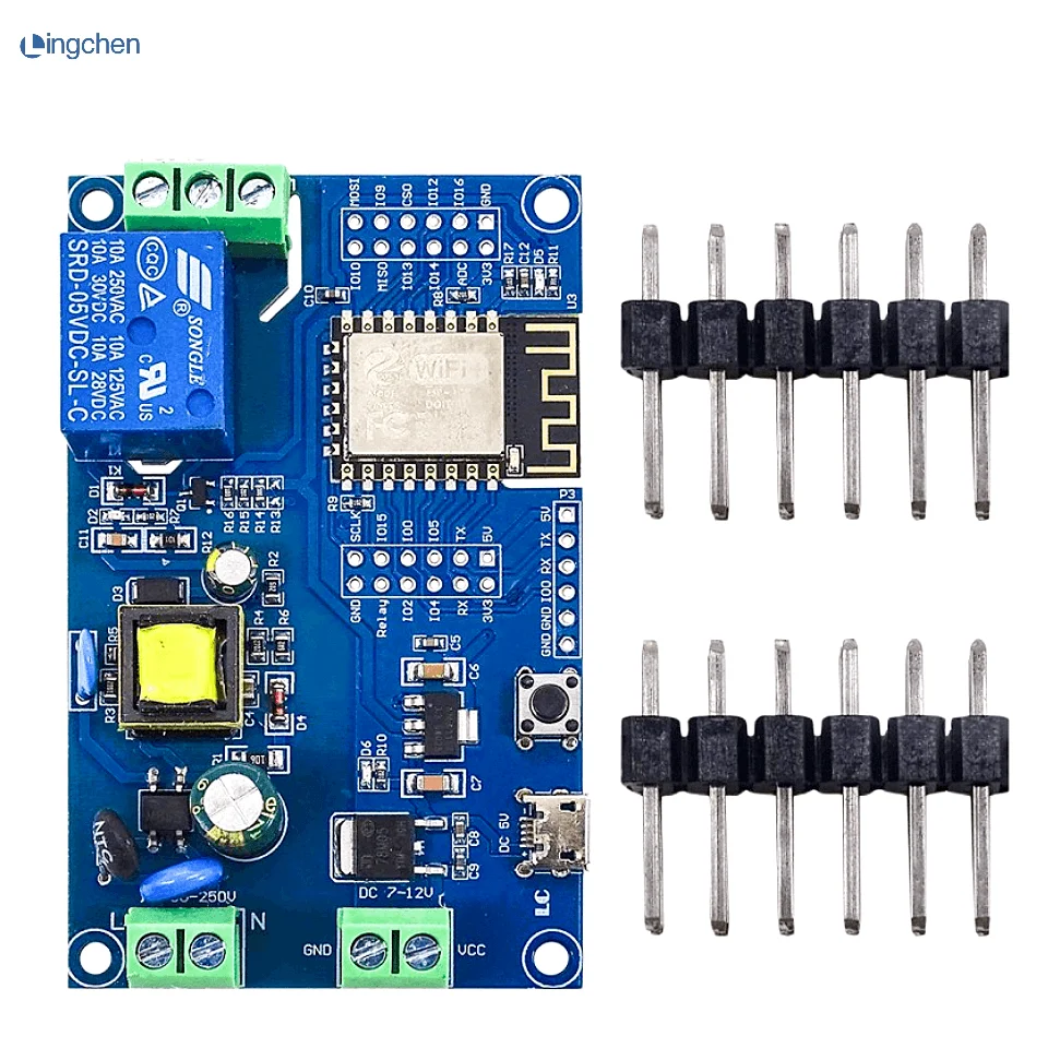 Imagem -02 - Módulo de Relé sem Fio Wifi Esp12f ac 220v dc 5v 12v Fonte de Alimentação Esp 12f Placa de Desenvolvimento Controle Remoto Smart Home