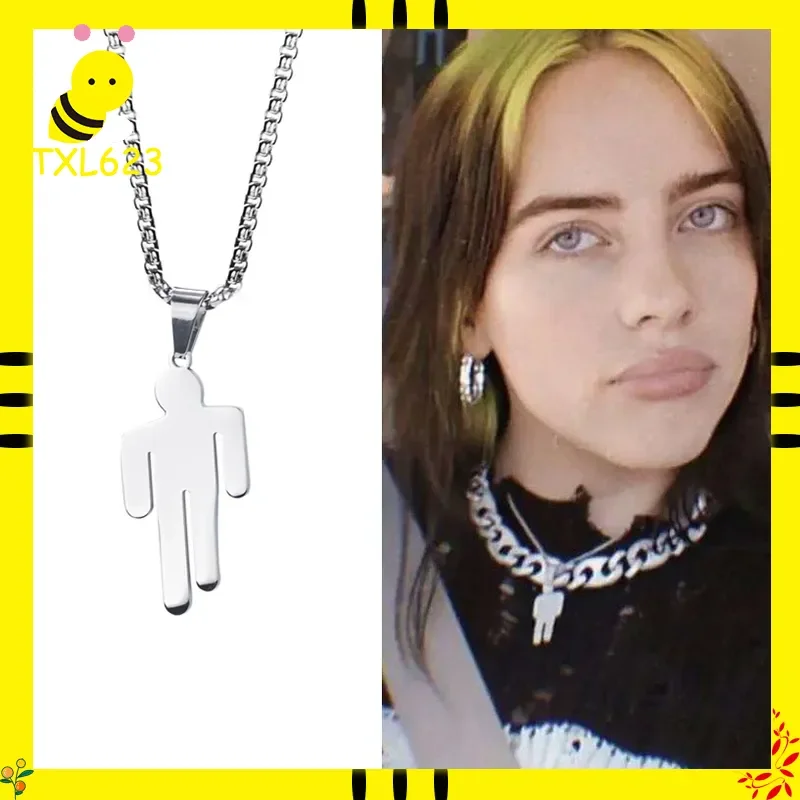 Collar Billie Eilish Blohsh: colgante con símbolo oficial para mujeres y hombres, cadena de clavícula streetwear con dije para persona pequeña