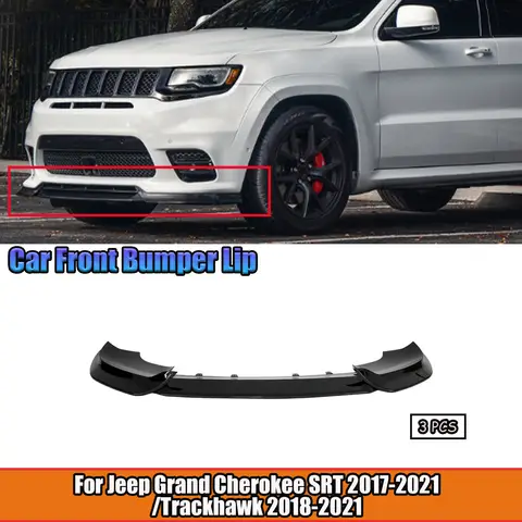 For Jeep Grand Cherokee SRT 2017-2021/Trackhawk 2018-2021 3PCS Car Front Bumper Lip Spoiler Body Kit Carbon Fiber Style 10 best sales trackhawk - №8