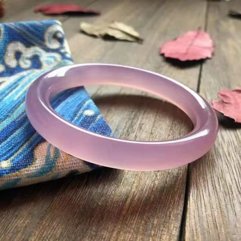 Ice agate women's violet hibiscus round strip marrow bracelet retro