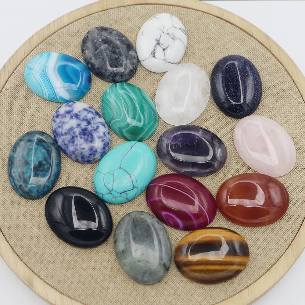 

30x40mm Oval Flat Back Cabochon Natural Stones Healing Crystal Amethyst Gems for Jewelry Making DIY Pendant Necklace Accessories