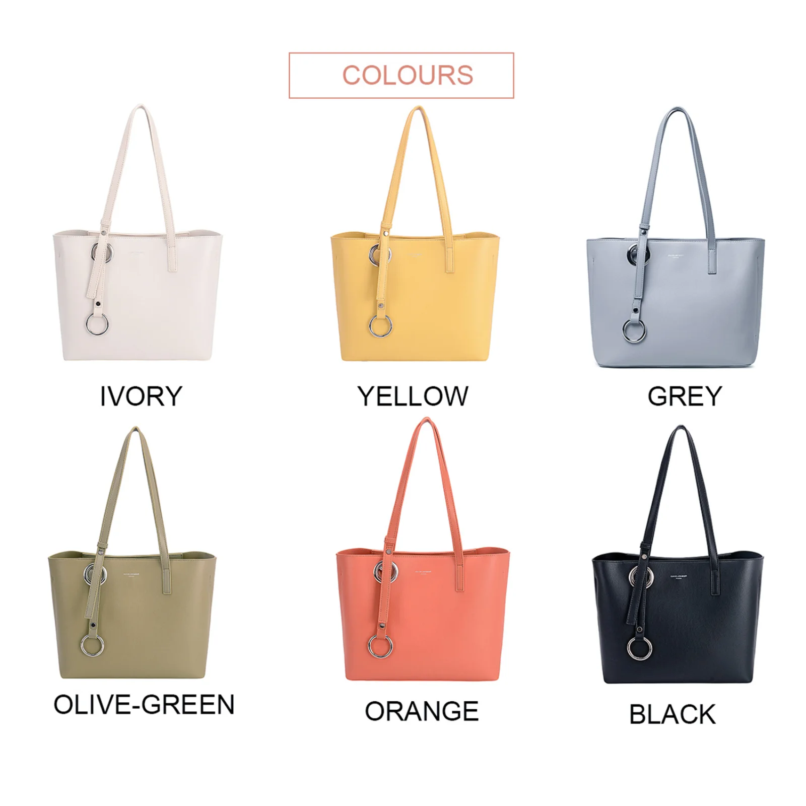 David Jones Exquisite Fashion Fashion Women\'s Tote Bag Pure Color Simple Large Capacity PU Artificial Leather Shoulder Bag