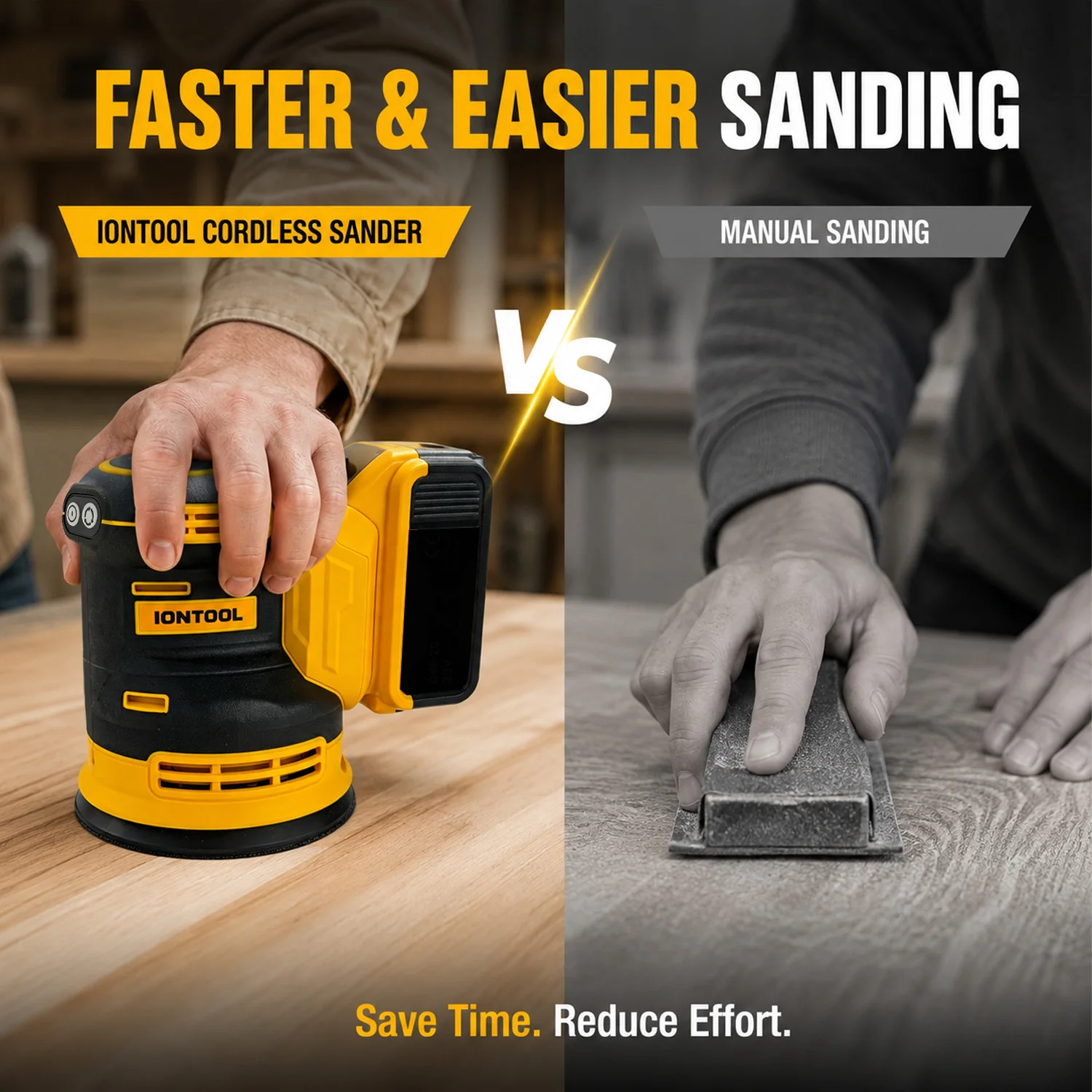 IONTOOL 180mm Cordless Sander with Efficient Dust Collection for Home Renovation Wall Putty and Wood Sanding Household Tool