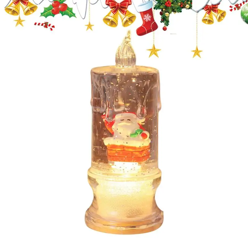 Christmas Candle Night Light Clear LED Lighted Pillar Candles Water-Filled LED Lighted Pillar Candles Flickering LED Candles