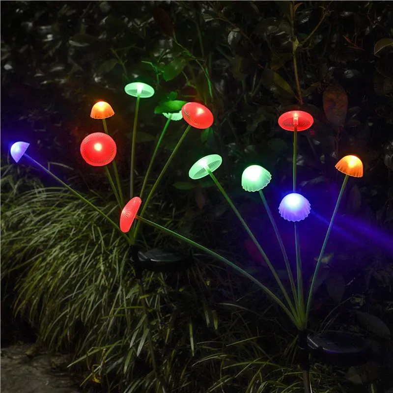 VOFUN-3X Solar Garden Lights 6-Head LED Mushroom Lamp Jellyfish Atmosphere Light For Garden Yard Patio Pathway Decor Lamp B
