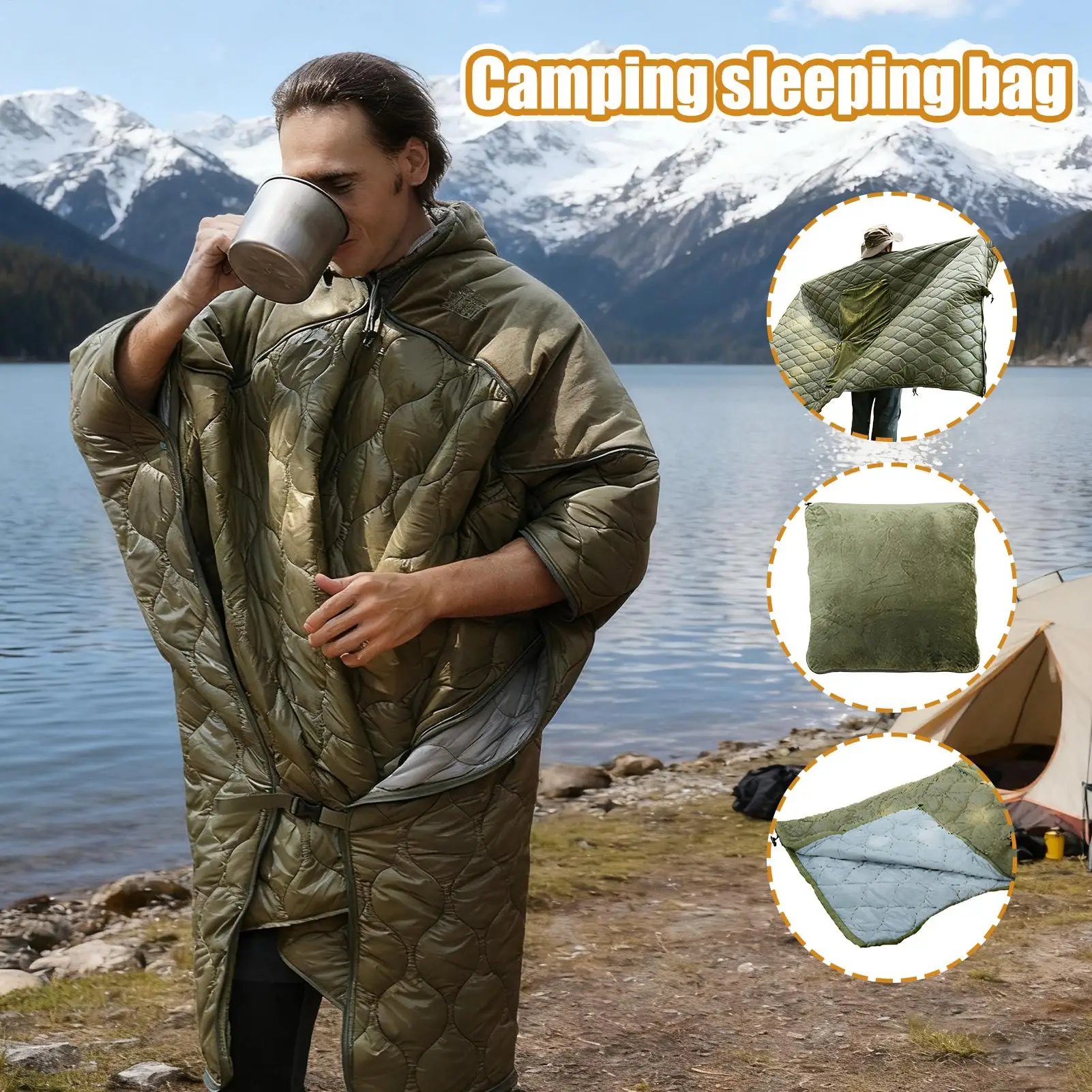 

190x135cm NEW Hooded Wearable Stadium Blanket Portable Sleeping Sack For Camping Hiking, Outdoor Winter Events & Backpacking